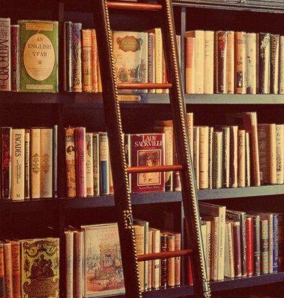 Estante de biblioteca com livros
